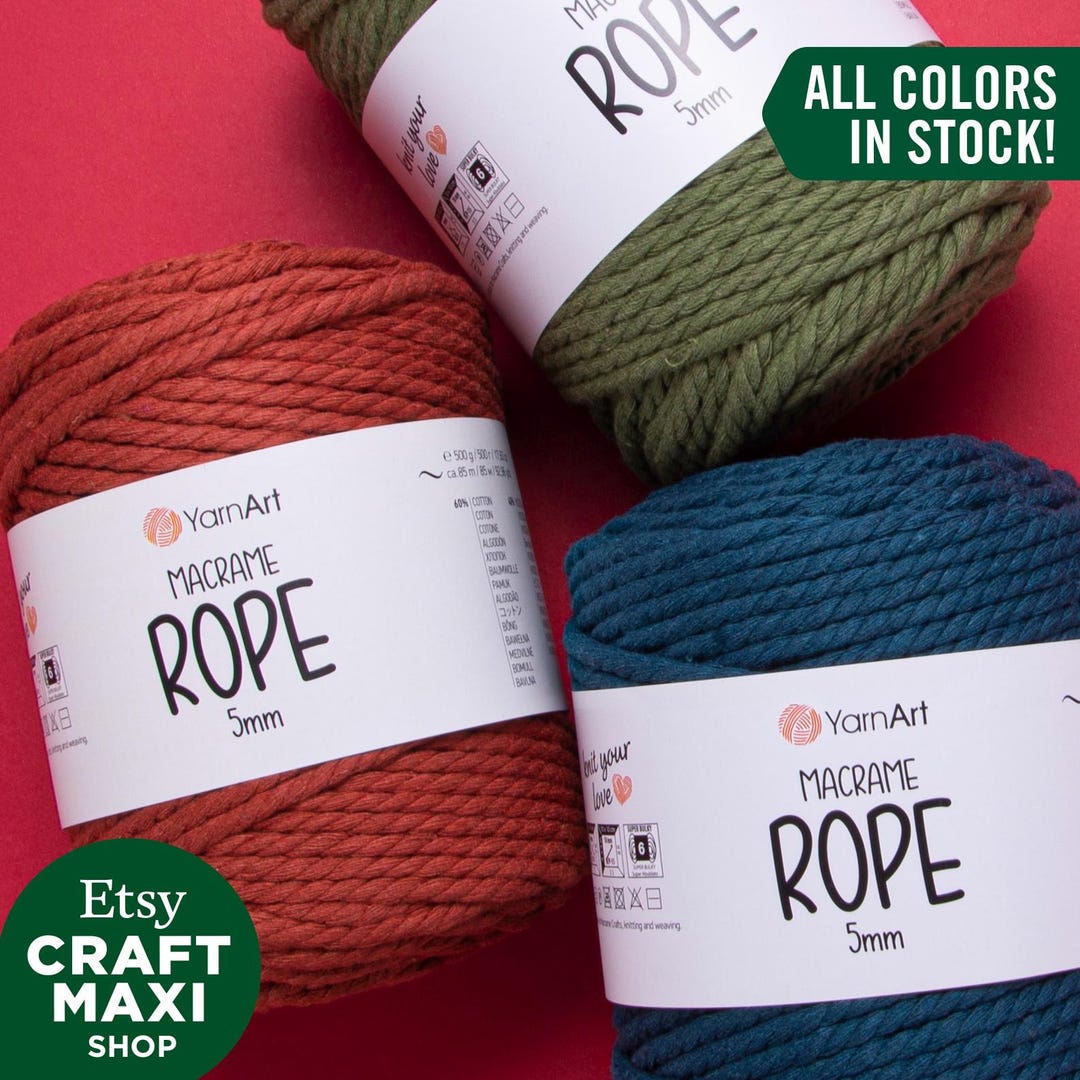 Yarnart Macrame Rope 5mm: Combed Cotton Accessory Cord Home