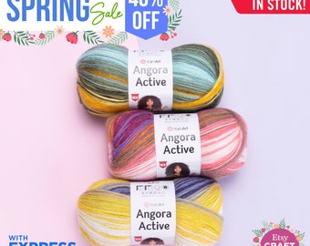 YARNART ANGORA ACTIVE New - Multicolor Knitting Yarn, Gradient Yarn, Wool Yarn, Shawl Yarn, Fingering, 20% Wool, 3.52 Oz, 546.80 Yds