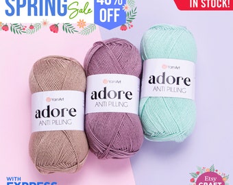 YARNART ADORE - Anti-Pilling Knitting Yarn, Baby Yarn, Knitting and Crocheting, 100% Anti-Pilling Acrylic, Soft Yarn, 3.52 Oz, 306.21 Yds