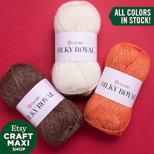 YARNART SILKY ROYAL - Strickgarn, 65% Merinowolle, Seidenrayon, Luxusgarn, Cardigangarn, Pullovergarn, Wintergarn, 5 mm