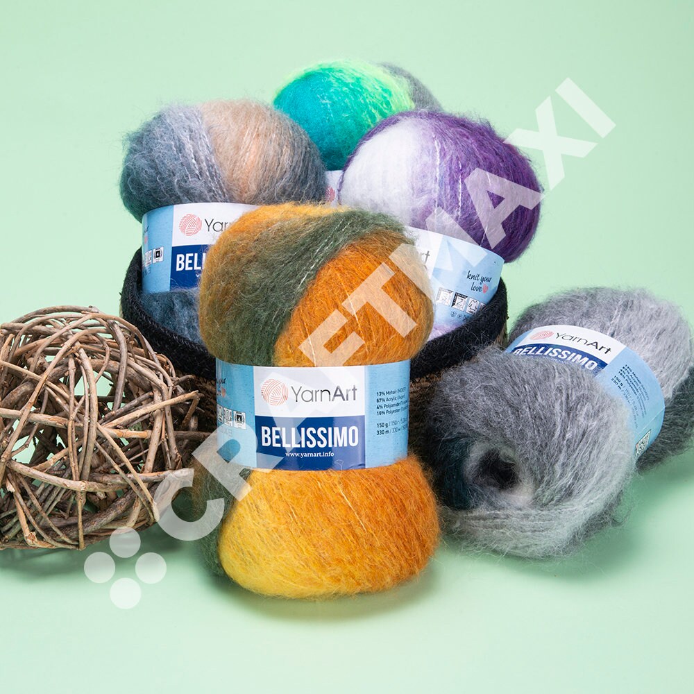 YARNART BELLISSIMO Fluffy Mohair Yarn Multicolor Crochet -  in 2023