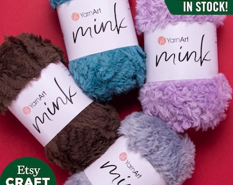 YarnArt Mink: Faux Fur Eyelash Yarn Furry Thread Knitting Crocheting Soft Fluffy Garments