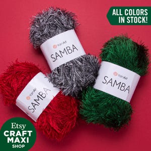 YARNART SAMBA - Knitting Yarn, Fantasy Yarn, Decoration Yarn, Fluffy Yarn, Eyelash Yarn, Furry Yarn, Fancy Yarn, 3.52 Oz, 164 Yds