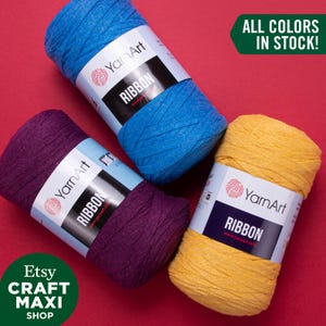 YARNART RIBBON - Accessories Knitting Yarn, Shirt Yarn, Fabric Yarn, Bag Yarn, Rug, Cotton Ribbon Yarn, Crochet Yarn, 8.80 Oz, 136.70 Yds