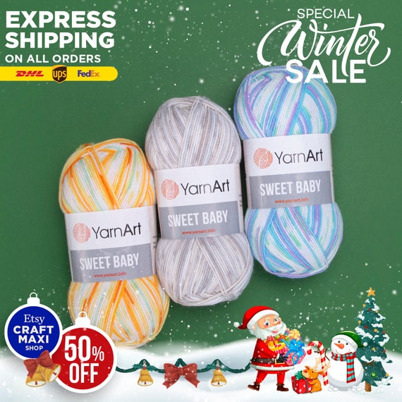 YARNART SWEET BABY Multicolor Knitting Yarn, Baby Yarn, Crochet, Soft Yarn,  Self-patterned Yarn, 100% Acrylic Yarn, 3.52 Oz, 328.08 Yds 