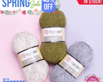 YARNART LEGEND - Knitting Yarn, Wool Yarn, Winter Yarn, Cardigan Yarn, Sweater Yarn, Soft Yarn, Crochet Yarn, 25% Wool, 3.52 Oz, 328.08 Yds