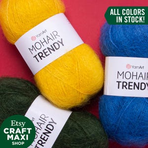 YARTART MOHAIR TRENDY - Strickgarn, 50% Mohair, Wollgarn, Mohairgarn, Mohair Wolle, Wollmischung, Schal, weiches Garn, 100 g, 240,59 Yds