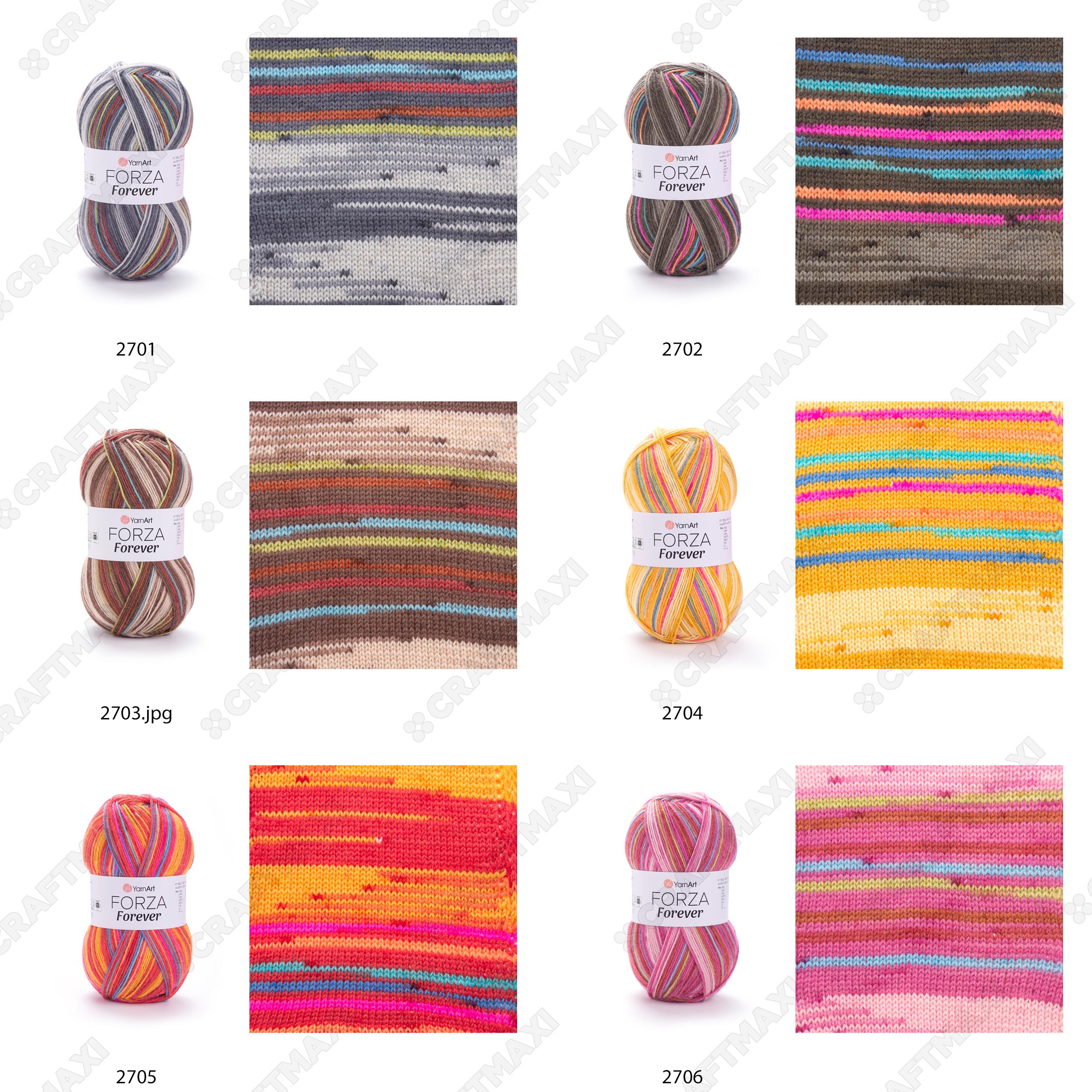 Yarnart Forza Forever: Selfpatterned Multicolor Socks Yarn