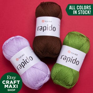 YARNART RAPIDO - 100% Microfiber Acrylic Knitting Yarn, Crochet Yarn, Summer Yarn, Accesory Yarn, Lace Yarn, Silky Yarn, 3.52 Oz, 382.76 Yds