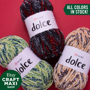 YARNART DOLCE - Multicolor Velvet Strickgarn, Baby Garn, Velvet Garn, Decken Garn, Plüschgarn, 100% MicroPolyester, 100 Gramm, 131 Yds