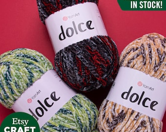 YarnArt Dolce: MultiColor Plush Velvet Baby Amigurumi Yarn Knitting Crocheting Soft Garments 100% MicroPolyester