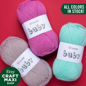 YARNART BABY - Knitting Yarn, Soft Yarn, Baby Yarn, Seasonal Yarn, Classic Yarn, Sport Yarn, Blanket Yarn, 100% Acrylic, 1.76 Oz, 164 Yds