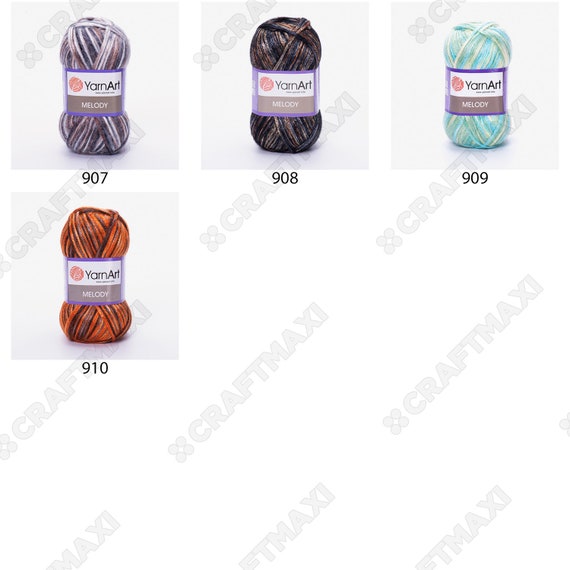 YARNART MELODY - Multicolor Shiny Knitting Yarn, Sparkle