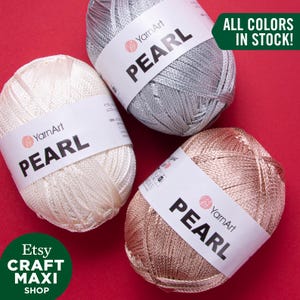 YARNART PEARL - Shiny Knitting Yarn, 100% Viscose, Crochet, Lace Yarn, Dress Yarn, Summer Yarn, Sparkly Yarn, Silky Yarn, 3.16 Oz, 295 Yds