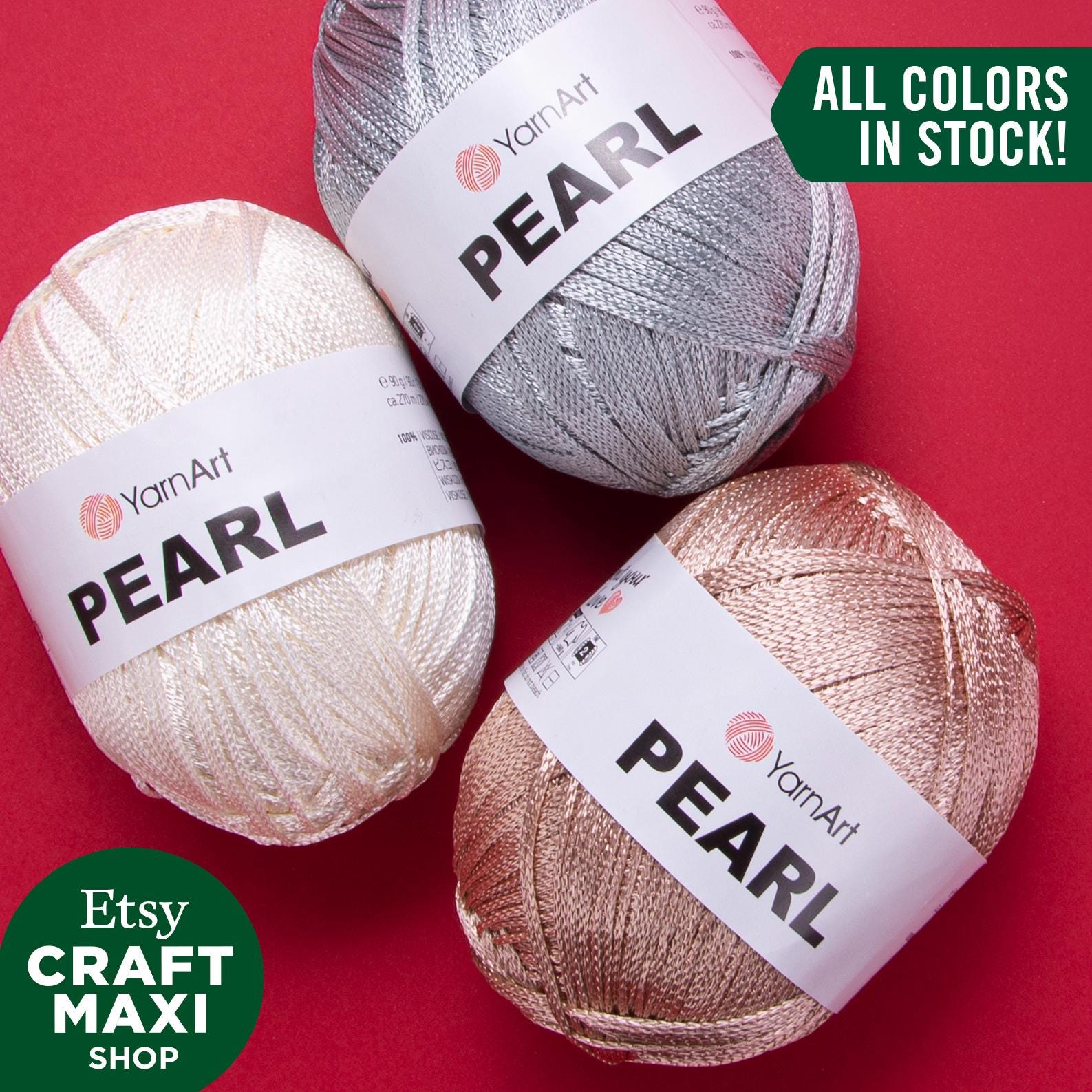 YARNART PEARL - Shiny Knitting Yarn, 100% Viscose, Crochet