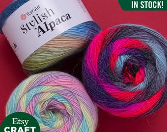 YarnArt スタイリッシュアルパカ：ウールブレンドマルチカラーソフトカーディガンセーターヤーン編みかぎ針編み冬物