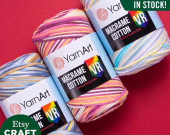 Yarnart MACRAME COTTON VR - Multicolor Macrame Cord, Macrame Rope, 80%Cotton Macrame, Crochet Macrame, Bag, Rug, 8.80 Oz, 246.06 Yds