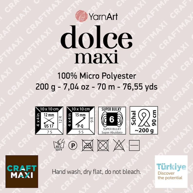 YARNART DOLCE MAXI Velvet Knitting Yarn, Super Bulky, Velvet Yarn, Soft Yarn, Blanket Yarn, Plush Yarn, MicroPolyester, 7.04 Oz, 76.55 Yds image 4