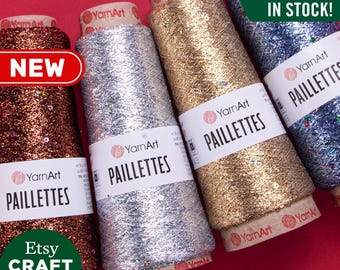 YarnArt-pailetten: polyestergaren pailletten met pailletten sprankelend metallic gehaakt kantgaren glanzend accessoiretouw