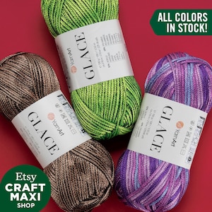 Yarnart Glace - Shiny Knitting Yarn, Sparkle Yarn, Metallic Yarn, Glittery Yarn, Acrylic Yarn, Fantasy Yarn, 3.52 Oz, 229.96 Yds