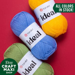 YARNART IDEAL - Knitting Yarn, 100% Cotton Yarn, Summer Yarn, Crocheting Yarn, Amigurumi Yarn, Organic Yarn, Baby Yarn, 1.76 Oz, 185.91 Yds