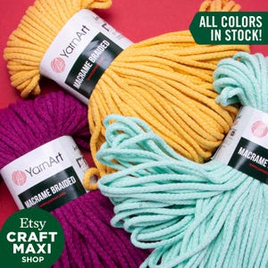 YARNART MACRAME INTRECCIATO - 55% cotone macramè, cordino macramè, corda macramè, macramè all&#39;uncinetto, borsa macramè, tappeto macramè, 8,80 once, 73,27 iarde