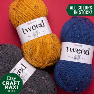 YARNART TWEED - Filato per maglieria, filato misto lana, filato invernale, filato per cardigan, filato per maglione, filato morbido per uncinetto, 30% lana, 3,52 oz, 328,08 iarde