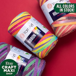YARNART RIBBON VR - Multicolor Accessories Knitting Yarn, Shirt Yarn, Fabric Yarn, Bag Yarn, Cotton Yarn, Crochet Yarn, 8.80 Oz, 136.70 Yds