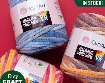 YarnArt Macrame Cord 5mm VR: MultiColor Cotton Accessory Rope Decoration Craft Weaving Crocheting Yarn