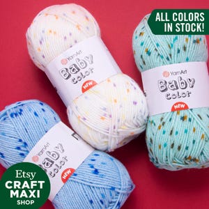 YARNART BABY COLOR Nuovo - Filato per maglieria, Filato morbido per bambini, Filato stagionale, Colorato, Filato sportivo, Filato per coperte, 100% acrilico, 1,76 Oz, 164,04 Yds