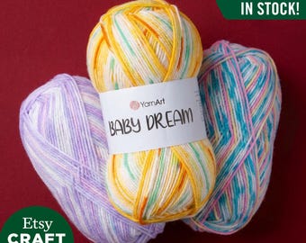 YarnArt Baby Dream：マルチカラーのセルフパターンソフトヤーン編み物かぎ針編み子供用季節衣料 100%アクリル