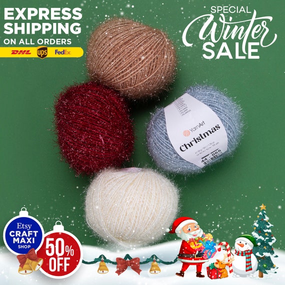 Christmas Clearance! Uhuya Christmas Decor 2 Rolls Light In The Dark Yarn,  Cotton Light Yarn, DIY Knitting Light Fingering Weight Yarn for Arts Crafts