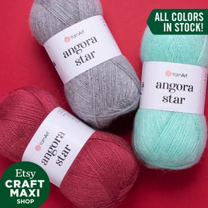 YARNART ANGORA STAR - Filato per maglieria, filato di lana, filato acrilico, filato per scialle, filato per fingering, filato fantasy morbido, 20% lana, 3,52 once, 546,80 iarde