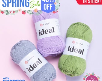 YARNART IDEAL - Knitting Yarn, 100% Cotton Yarn, Summer Yarn, Crocheting Yarn, Amigurumi Yarn, Organic Yarn, Baby Yarn, 1.76 Oz, 185.91 Yds