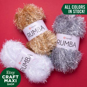 YARNART RUMBA - Glittery Knitting Yarn, Fantasy Yarn, Decoration Yarn, Fluffy Yarn, Eyelash Yarn, Furry, Fancy Yarn, 3.52 Oz, 174.98 Yds