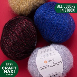 YARNART MANHATTAN - Glitzerndes Strickgarn, Sparkle Garn, Metallic Garn, Wollgarn, Acrylgarn, Fantasy Garn, 50 Gramm, 218,72 Meter
