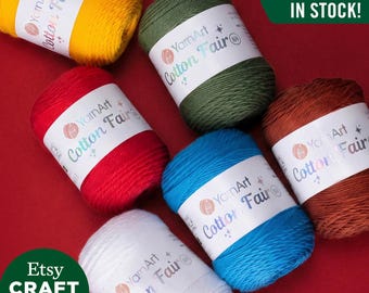 YarnArt コットンフェア 8/4：編み物、かぎ針編み、夏物衣料、あみぐるみ用の100％オーガニックコットン糸