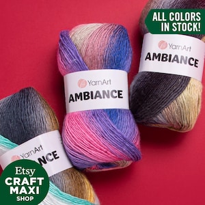 YARNART AMBIANCE - Mehrfarbiges Strickgarn, Farbverlaufsgarn, Acrylgarn, Schalgarn, Weiches Garn, 20% Wolle, 100 Gramm, 273.40 Meter