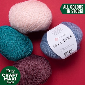 YARNART SILKY WOOL - Filato per maglieria, 65% lana merino, seta rayon, filato di lusso, filato per cardigan, filato per maglione, filato invernale, 0,88 oz, 207,78 iarde