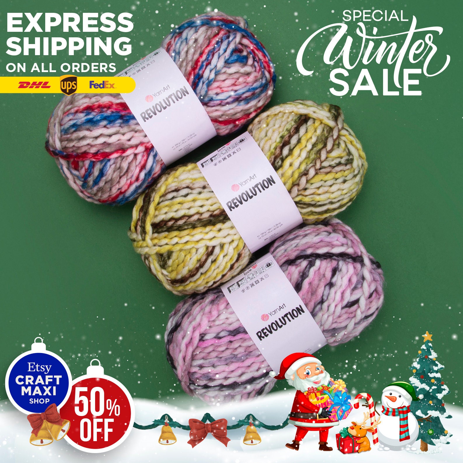 Lot de 3 pelotes de laine multicolores à tricoter avec double pompon pour  tricot, crochet, tissage, projets de bricolage, 3 x 100 g