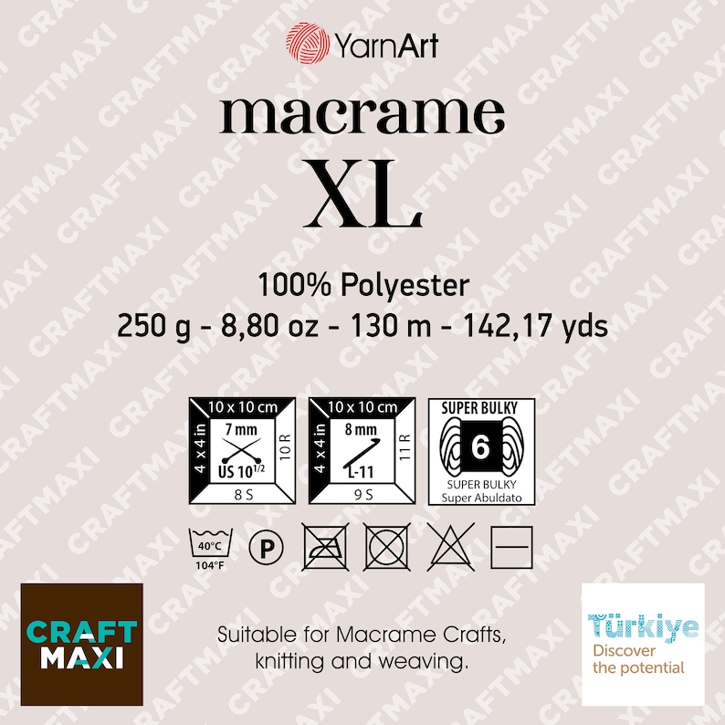 YarnArt Macrame XL: Polyester Accessory Rope Home Decoration Craft Cord Crocheting Weaving Yarn image 8