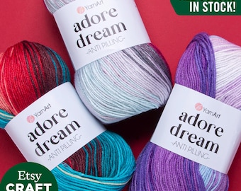 YarnArt Adore Dream: Hilo acrílico 100 % antibolitas, suave y multicolor, para bebé, ideal para tejer a crochet y prendas de temporada.