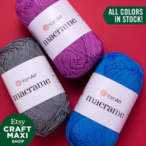 YARNART MACRAME - 100% Polyester Macrame Rope, Macrame Cord, Crochet Macrame, Macrame Bag, Macrame Rug, Craft Cord, 3.17 Oz, 142.17 Yds