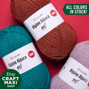 YARNART ALPINE ALPACA New - Knitting Yarn, 20% Alpaca Wool, Wool Yarn, Super Bulky, Chunky Yarn, Wool Yarn, Alpaca Yarn, 5.28 Oz, 131.23 Yds
