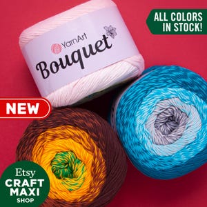 YARNART BOUQUET - Veelkleurig breigaren, 100% katoen, cakegaren, zomergaren, sjaalgaren, jurkgaren, DK-garen, 8,80 oz, 546,80 yd