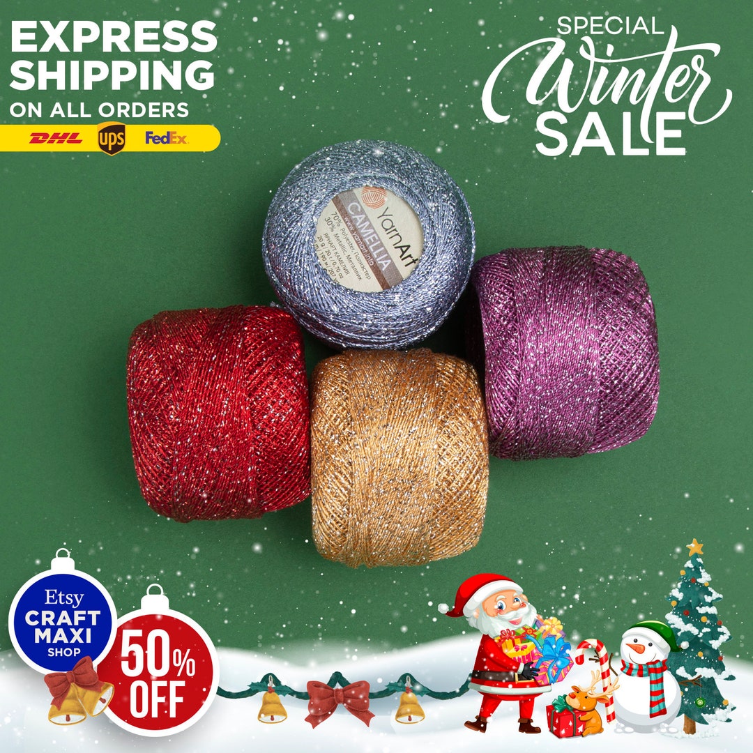 YARNART CAMELLIA Glittery Lace Yarn, Accessory Thread, Metallic Yarn