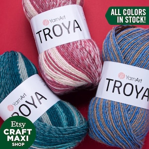 YARNART TROYA - Strickgarn, Wollgarn, Farbverlaufsgarn, Pullovergarn, Wintergarn, Acrylgarn, 100 ml, 273,40 Meter