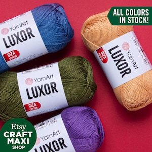 YARNART LUXOR - Knitting Yarn, 100% Mercerized Giza Cotton, Baby Yarn, Summer Yarn, Amigurumi Yarn, Organic Yarn, 1.76 Oz, 136.70 Yds