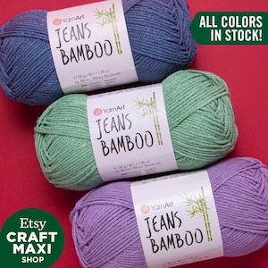 YARNART JEANS BAMBOO - Knitting Yarn, Baby Yarn, Amigurumi, 50% Bamboo Yarn, Organic Yarn, Summer Yarn, Acrylic Yarn, 1.76 Oz, 164.04 Yds