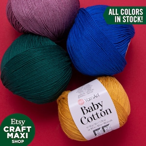 YARNART BABY COTTON - Knitting Yarn, Baby Yarn, Summer Yarn, Amigurumi Yarn, Jeans Yarn, Soft Yarn, 50% Cotton Yarn, 1.76 Oz, 180.44 Yds